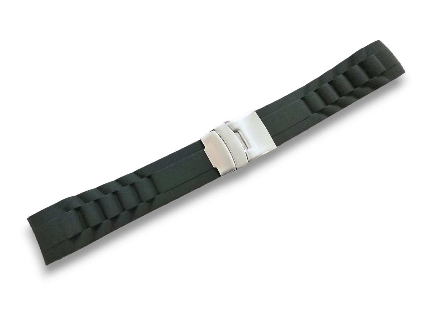Curved End Silicone Rubber Deployment Watch Strap Band 18mm 20mm 22mm Black Blue - Wrist Envy