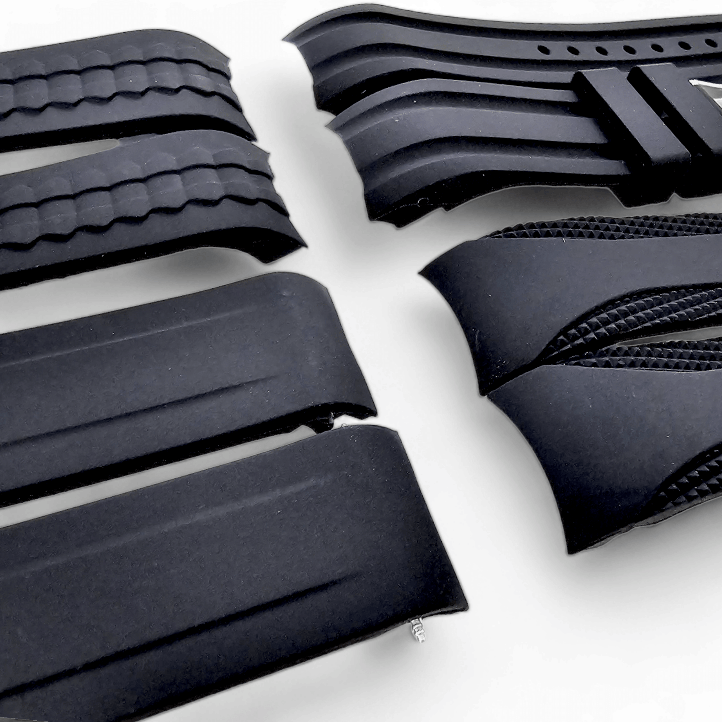 Curved End Silicone Rubber Watch Strap 18mm 20mm 22mm 24mm Black - Wrist Envy