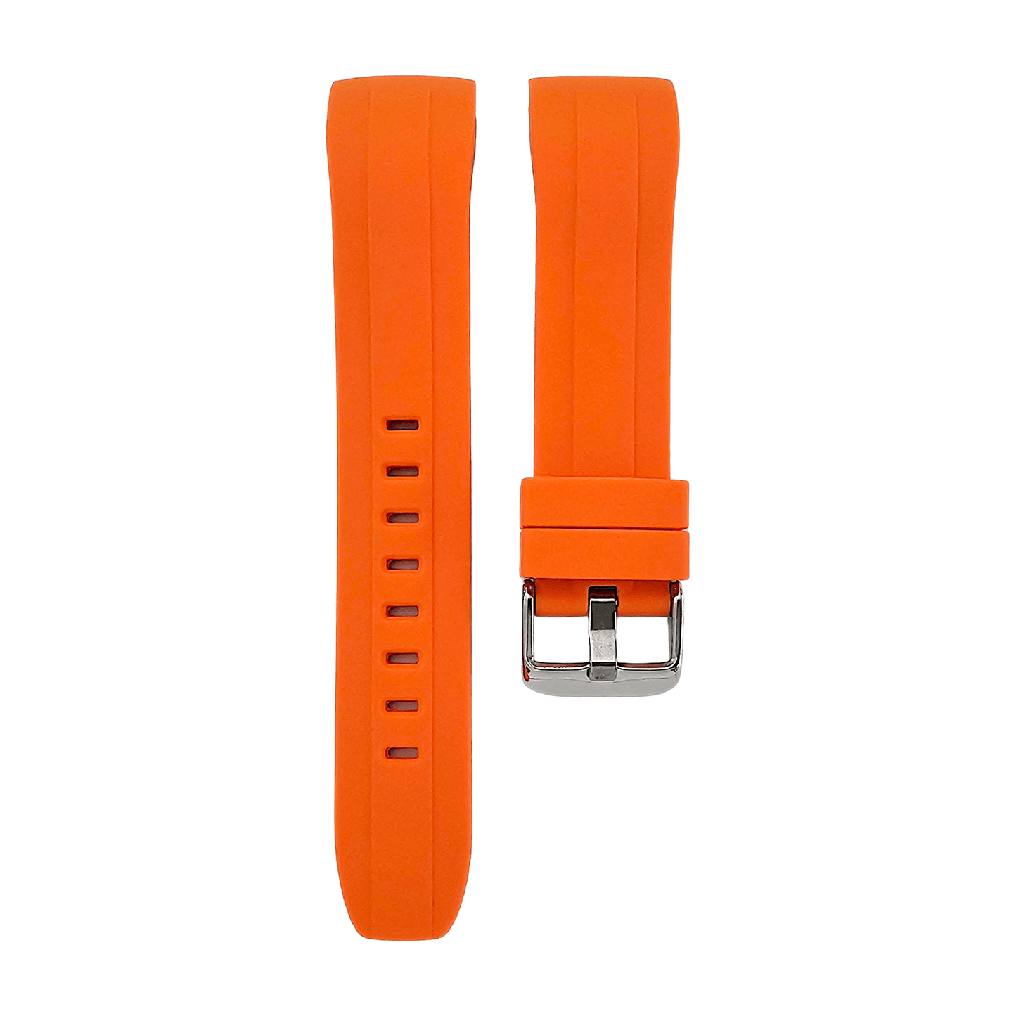Curved End Silicone Rubber Watch Strap Band 22mm Black Grey Orange Blue - Wrist Envy