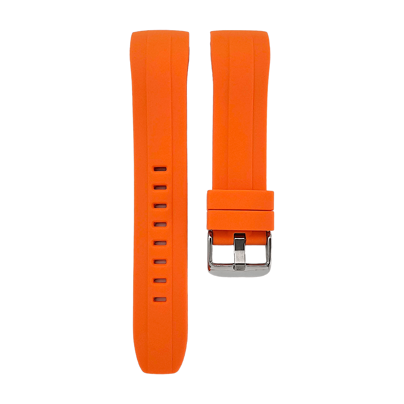 Curved End Silicone Rubber Watch Strap Band 22mm Black Grey Orange Blue - Wrist Envy