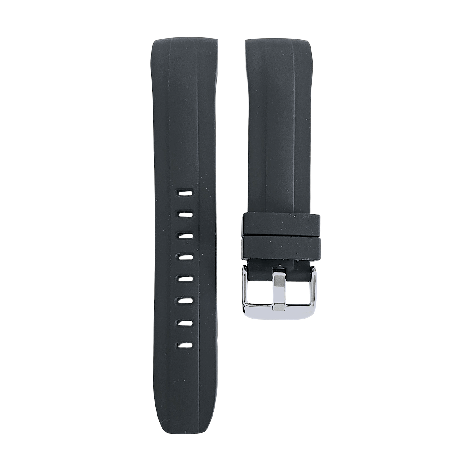 Curved End Silicone Rubber Watch Strap Band 22mm Black Grey Orange Blue - Wrist Envy