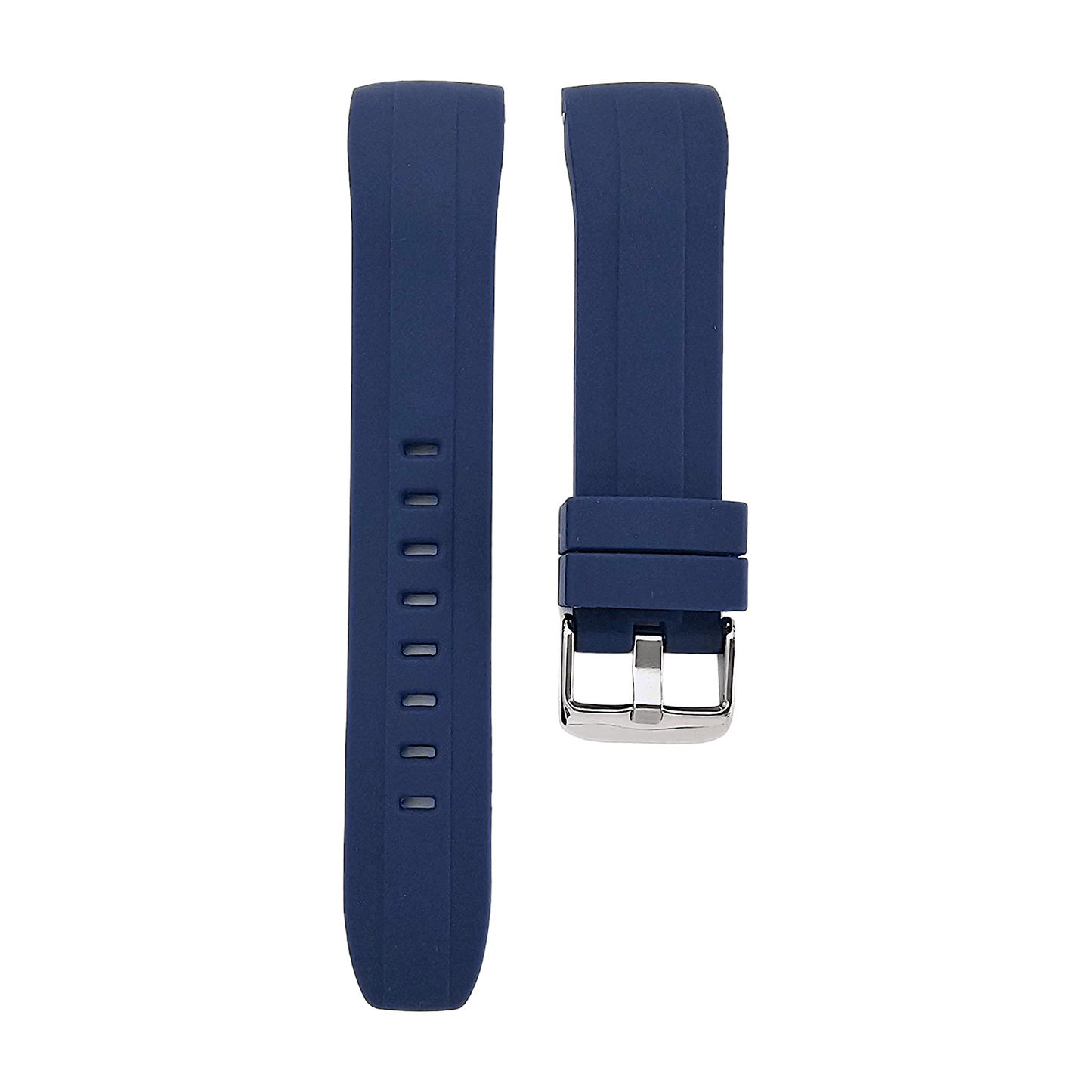 Curved End Silicone Rubber Watch Strap Band 22mm Black Grey Orange Blue - Wrist Envy