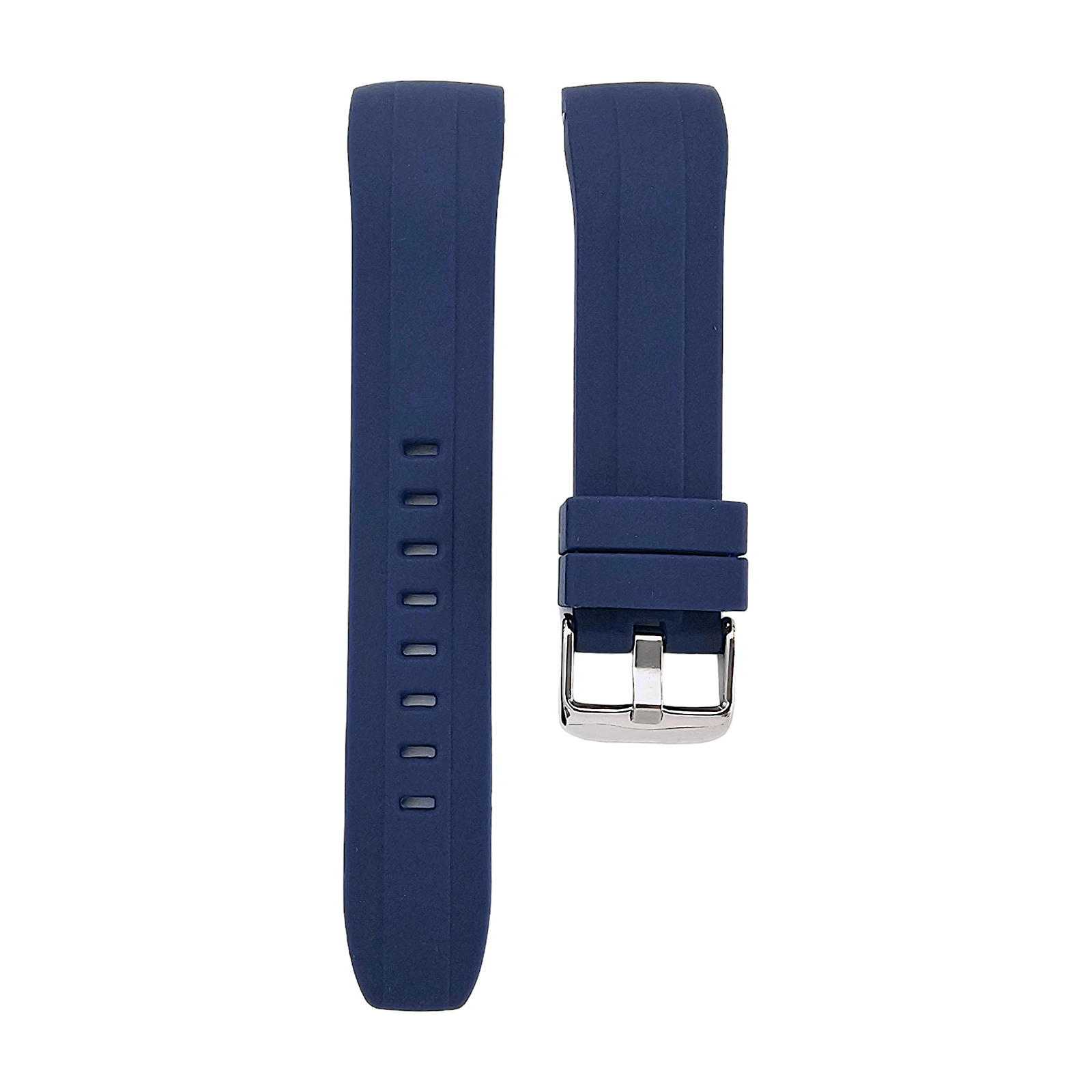 Curved End Silicone Rubber Watch Strap Band 22mm Black Grey Orange Blue - Wrist Envy