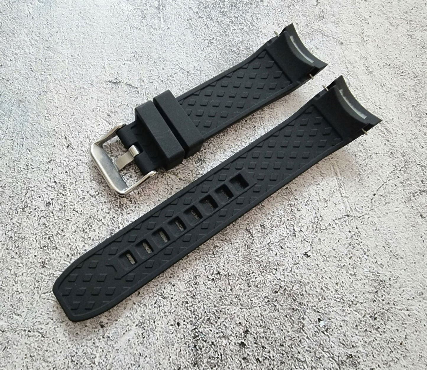 Curved End Silicone Rubber Watch Strap Band 22mm Black Grey Orange Blue - Wrist Envy