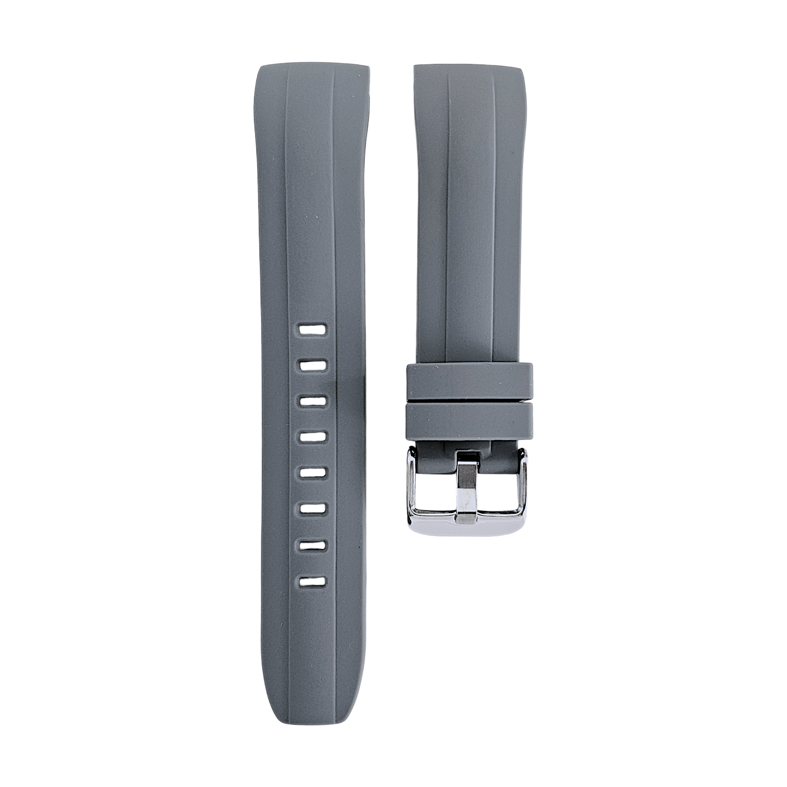 Curved End Silicone Rubber Watch Strap Band 22mm Black Grey Orange Blue - Wrist Envy