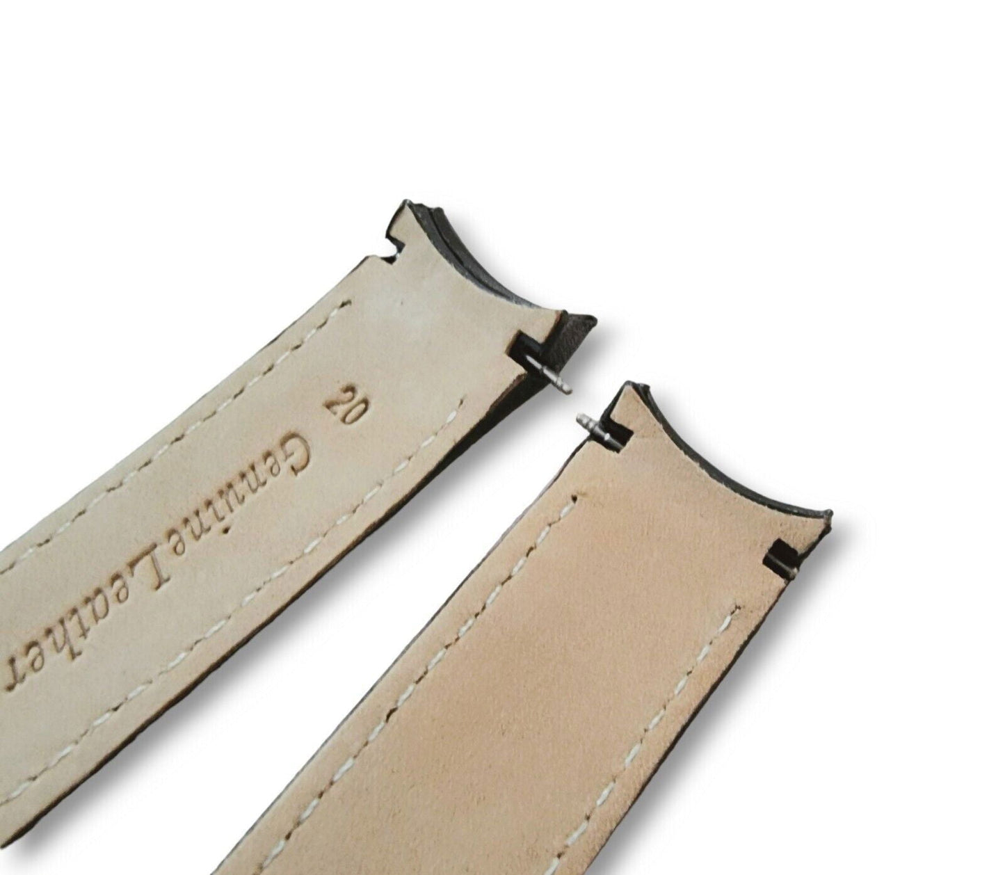 Curved Ends Leather Watch Strap 18mm 20mm 22mm 24mm Smooth and Crocodile Grain - Wrist Envy