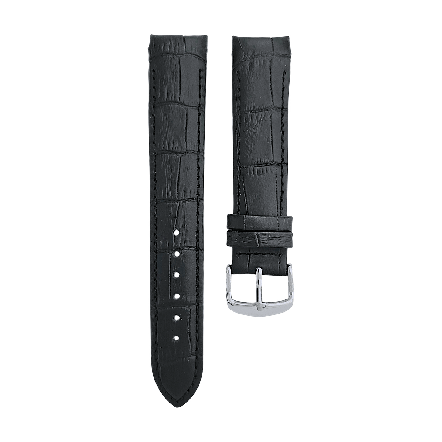 Curved Ends Leather Watch Strap 18mm 20mm 22mm 24mm Smooth and Crocodile Grain - Wrist Envy