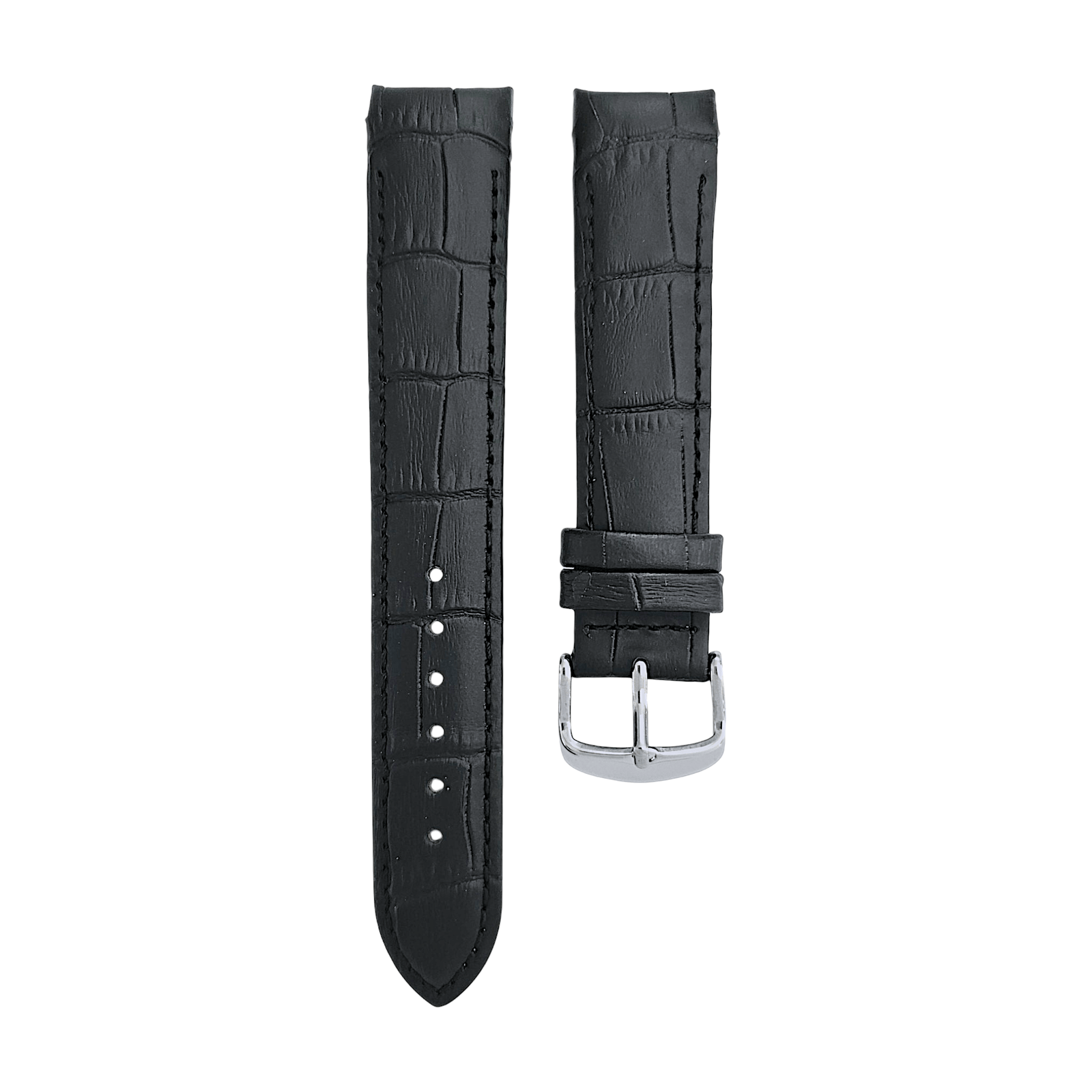 Curved Ends Leather Watch Strap 18mm 20mm 22mm 24mm Smooth and Crocodile Grain - Wrist Envy