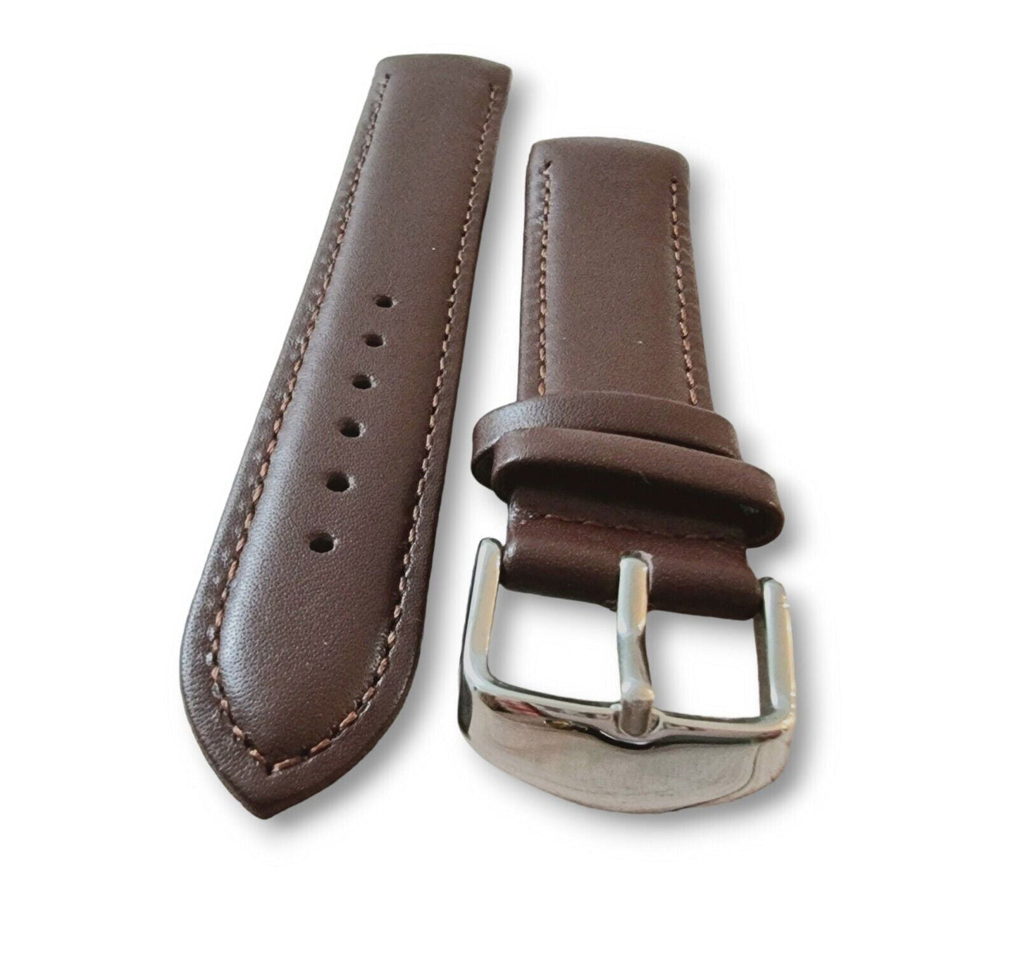 Curved Ends Leather Watch Strap 18mm 20mm 22mm 24mm Smooth and Crocodile Grain - Wrist Envy