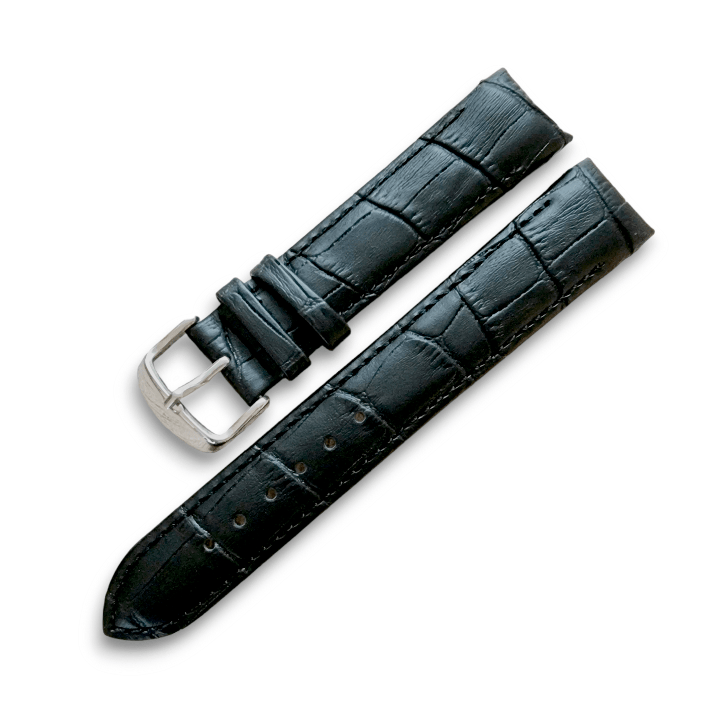 Curved Ends Leather Watch Strap 18mm 20mm 22mm 24mm Smooth and Crocodile Grain - Wrist Envy