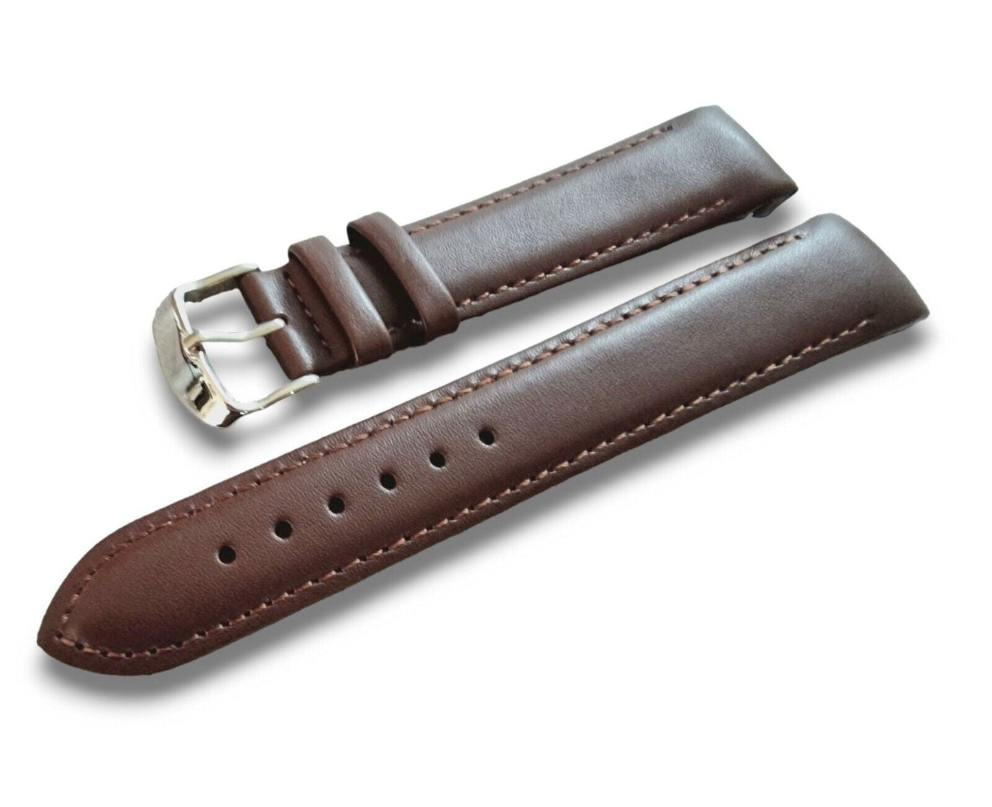 Curved Ends Leather Watch Strap 18mm 20mm 22mm 24mm Smooth and Crocodile Grain - Wrist Envy