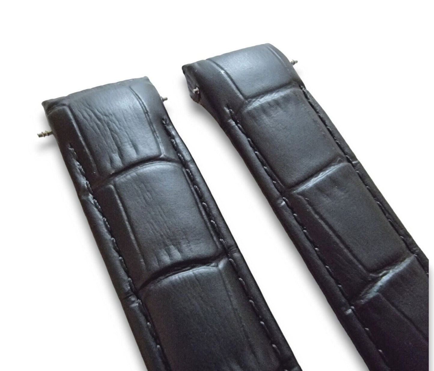 Curved Ends Leather Watch Strap 18mm 20mm 22mm 24mm Smooth and Crocodile Grain - Wrist Envy