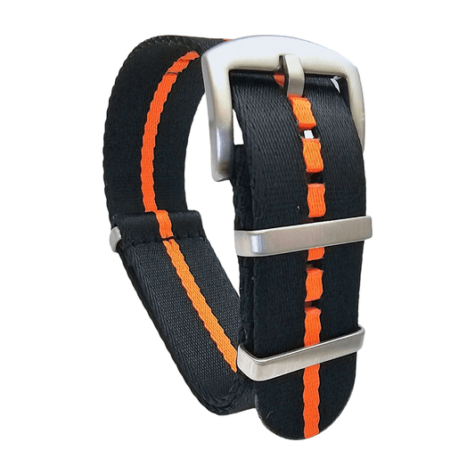 Custom Made Nylon Military Watch Strap Black Orange 22mm - Wrist Envy