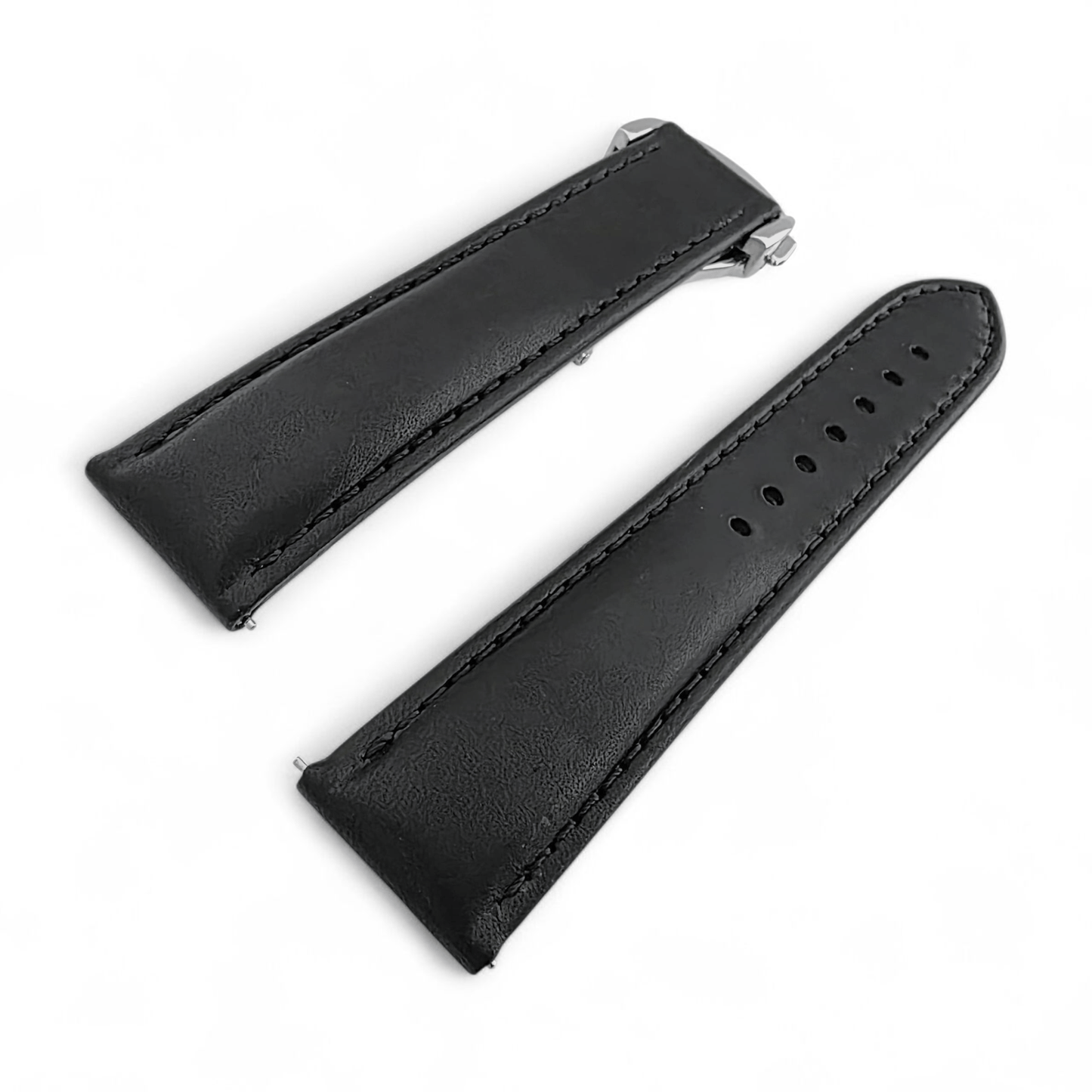 Deployment Watch Strap Full Grain Leather 18mm 20mm 22mm Black - Wrist Envy