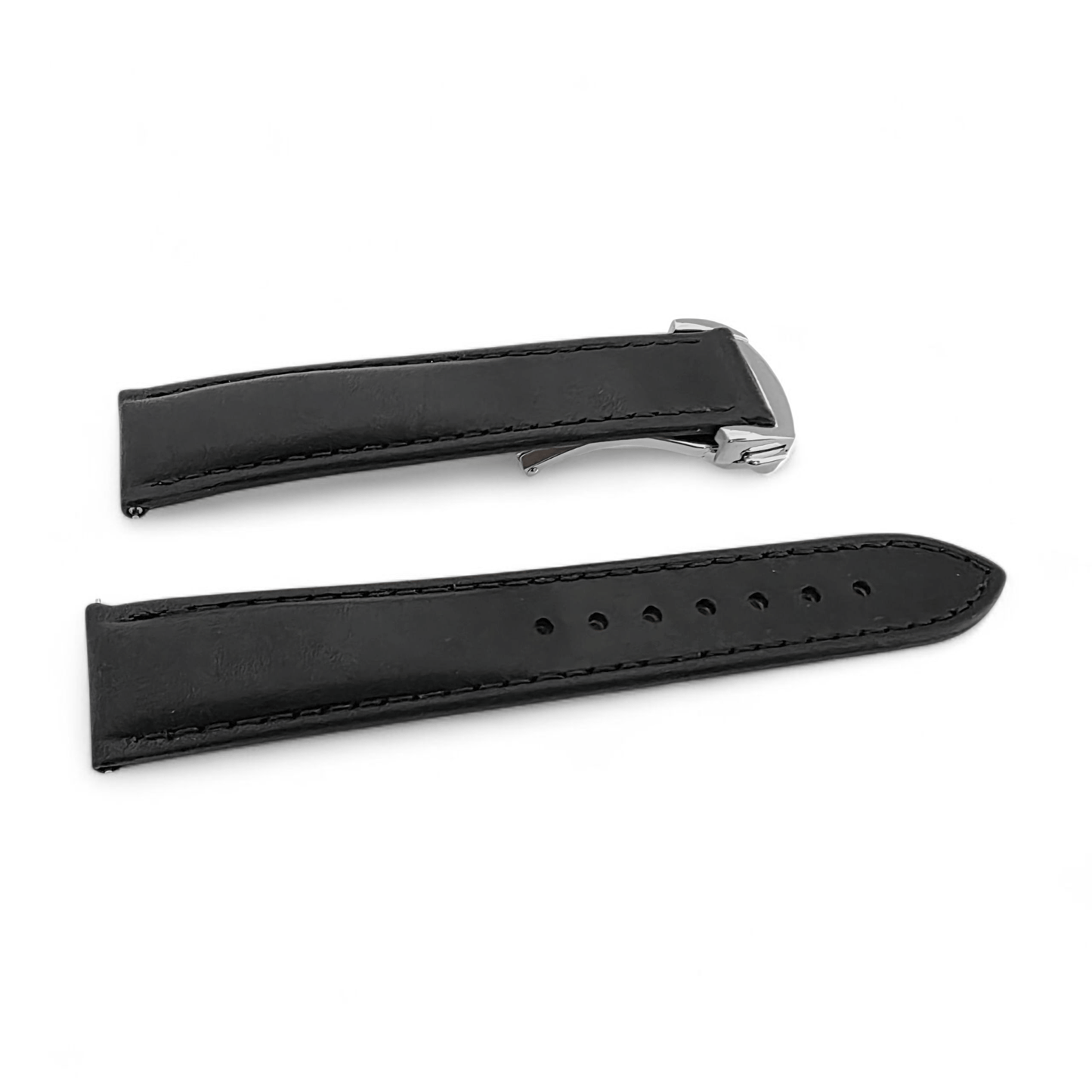 Deployment Watch Strap Full Grain Leather 18mm 20mm 22mm Black - Wrist Envy