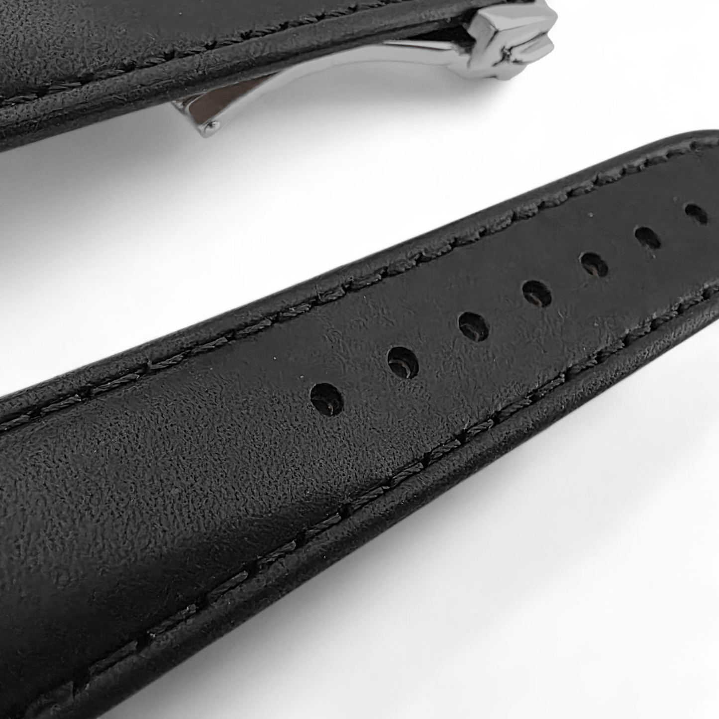 Deployment Watch Strap Full Grain Leather 18mm 20mm 22mm Black - Wrist Envy