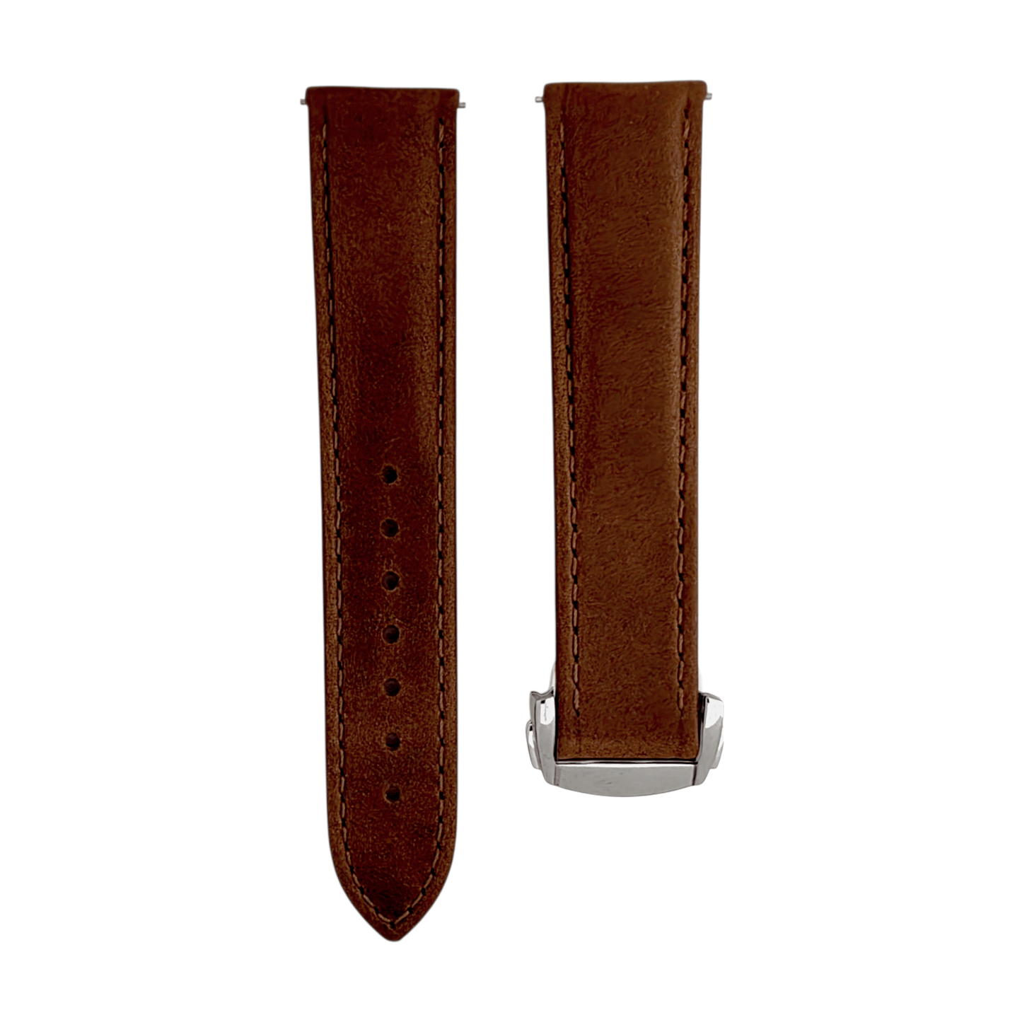 Deployment Watch Strap Full Grain Leather 18mm 20mm 22mm Dark Brown - Wrist Envy