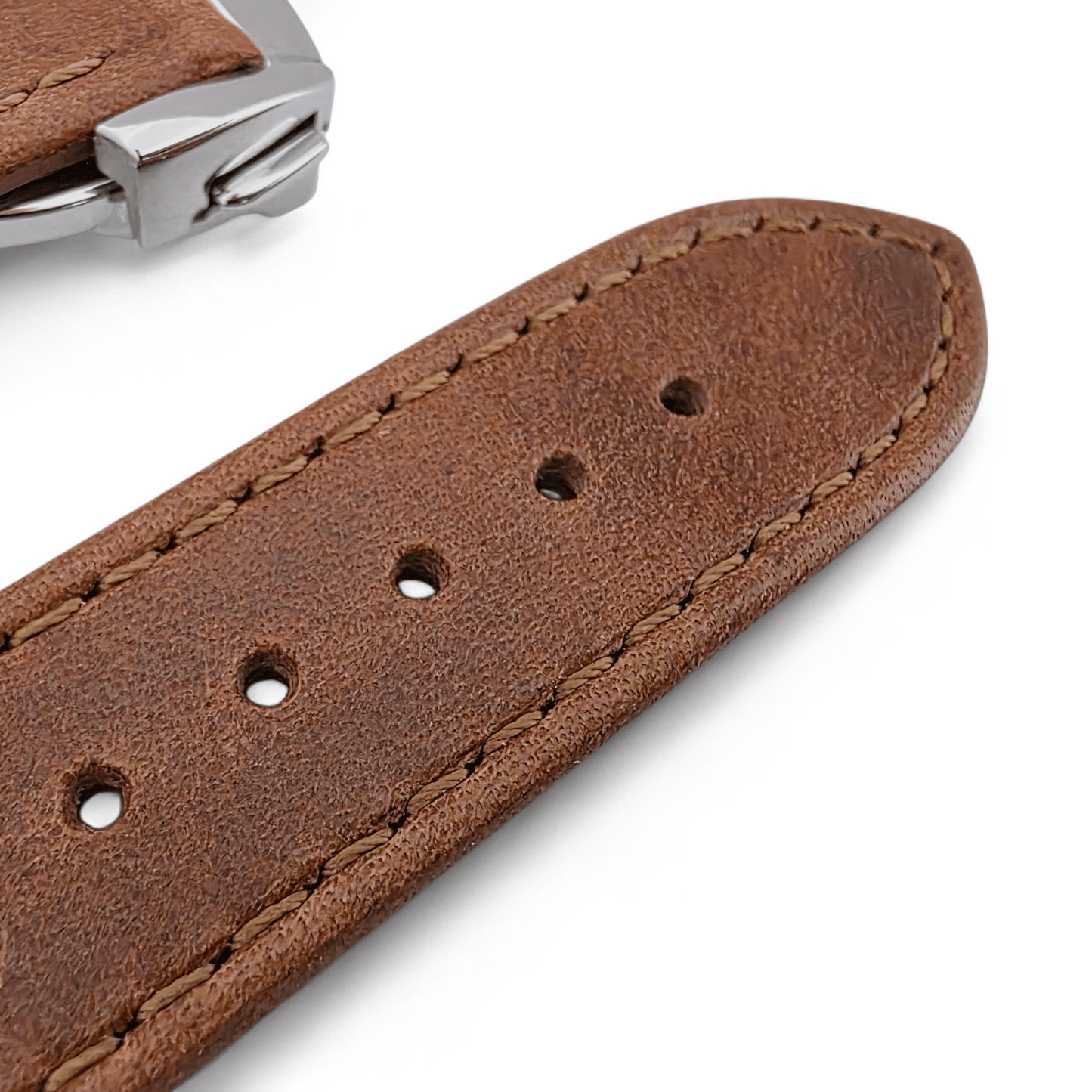 Deployment Watch Strap Full Grain Leather 20mm 22mm Caramel Brown - Wrist Envy