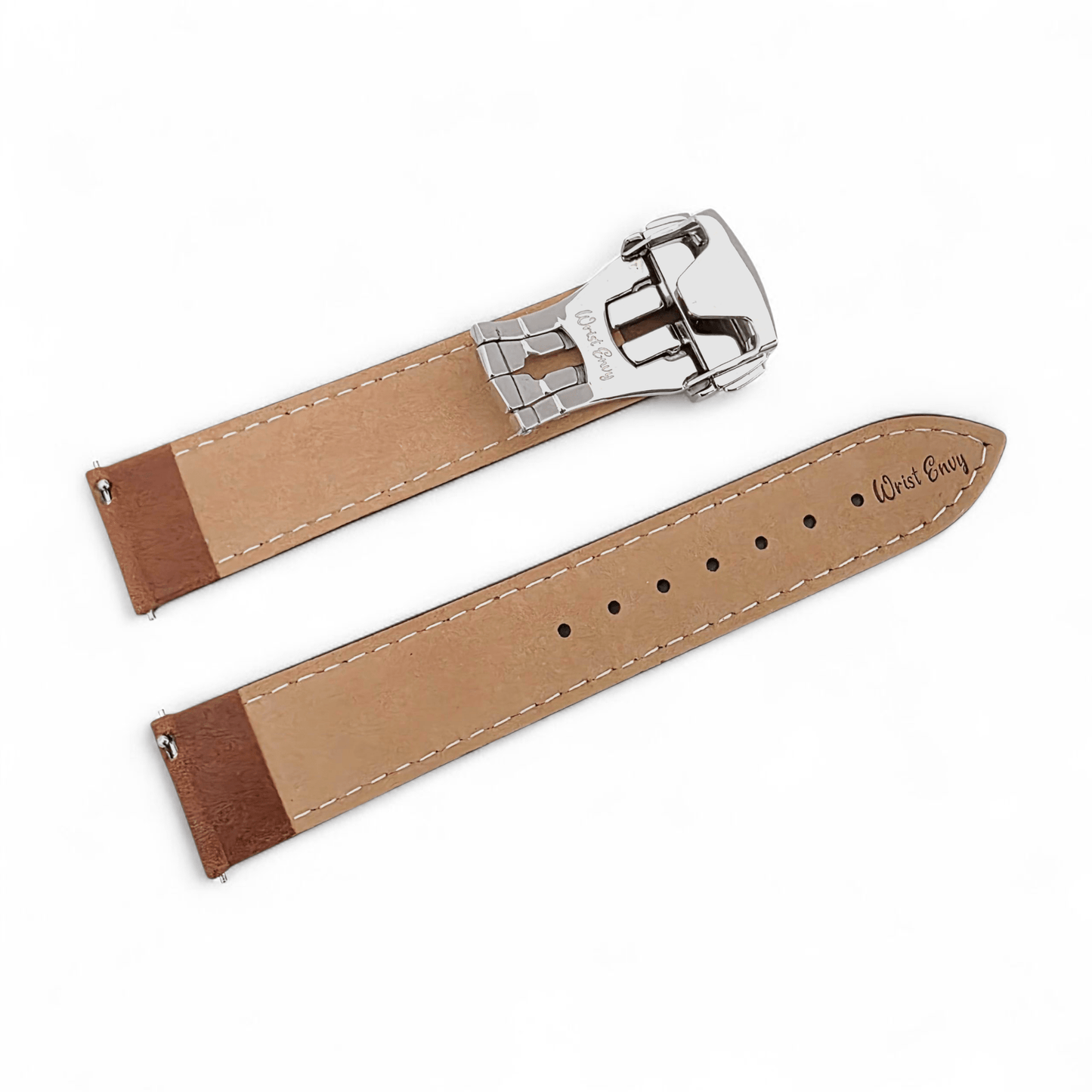 Deployment Watch Strap Full Grain Leather 20mm 22mm Caramel Brown - Wrist Envy
