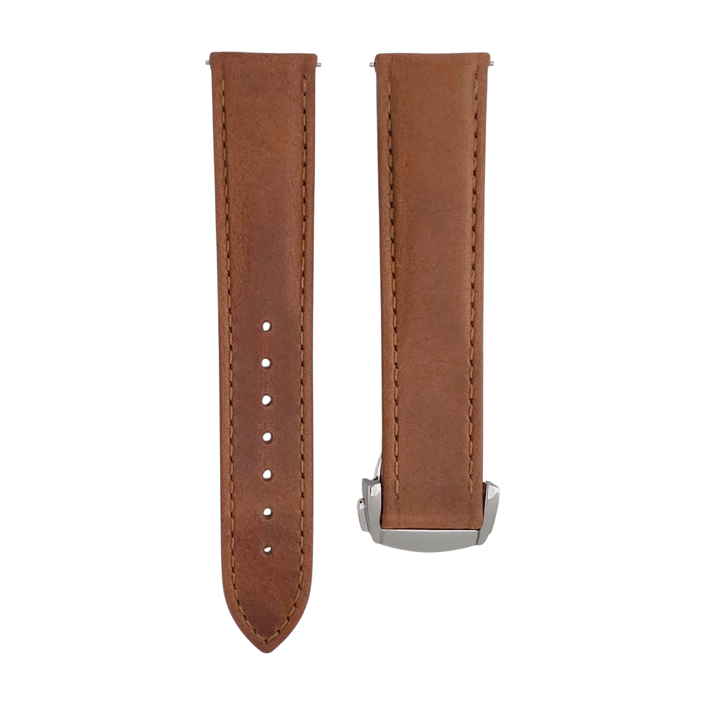 Deployment Watch Strap Full Grain Leather 20mm 22mm Caramel Brown - Wrist Envy