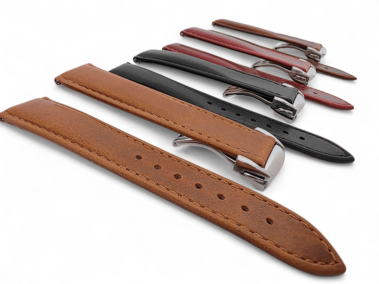 Deployment Watch Strap Full Grain Leather 20mm 22mm Crimson Red - Wrist Envy
