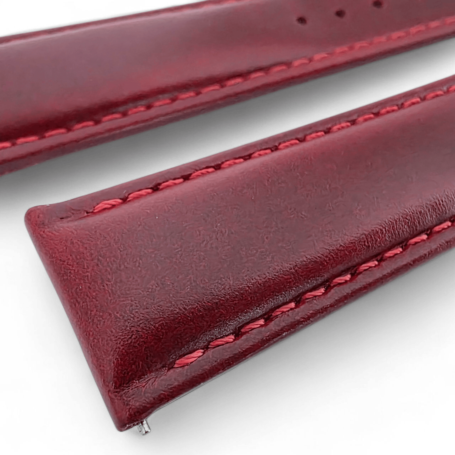 Deployment Watch Strap Full Grain Leather 20mm 22mm Crimson Red - Wrist Envy