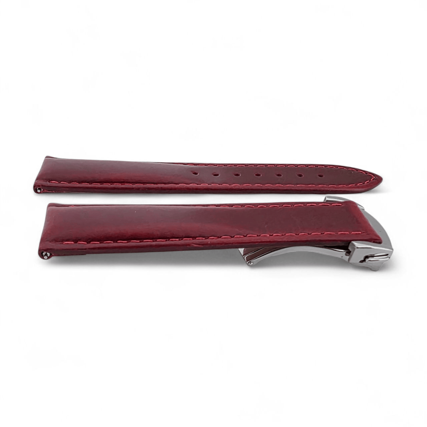 Deployment Watch Strap Full Grain Leather 20mm 22mm Crimson Red - Wrist Envy