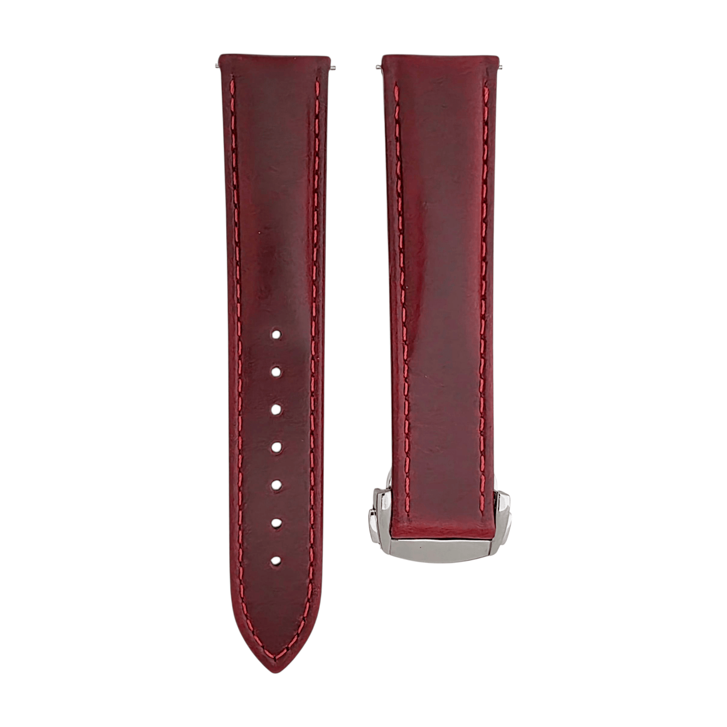 Deployment Watch Strap Full Grain Leather 20mm 22mm Crimson Red - Wrist Envy