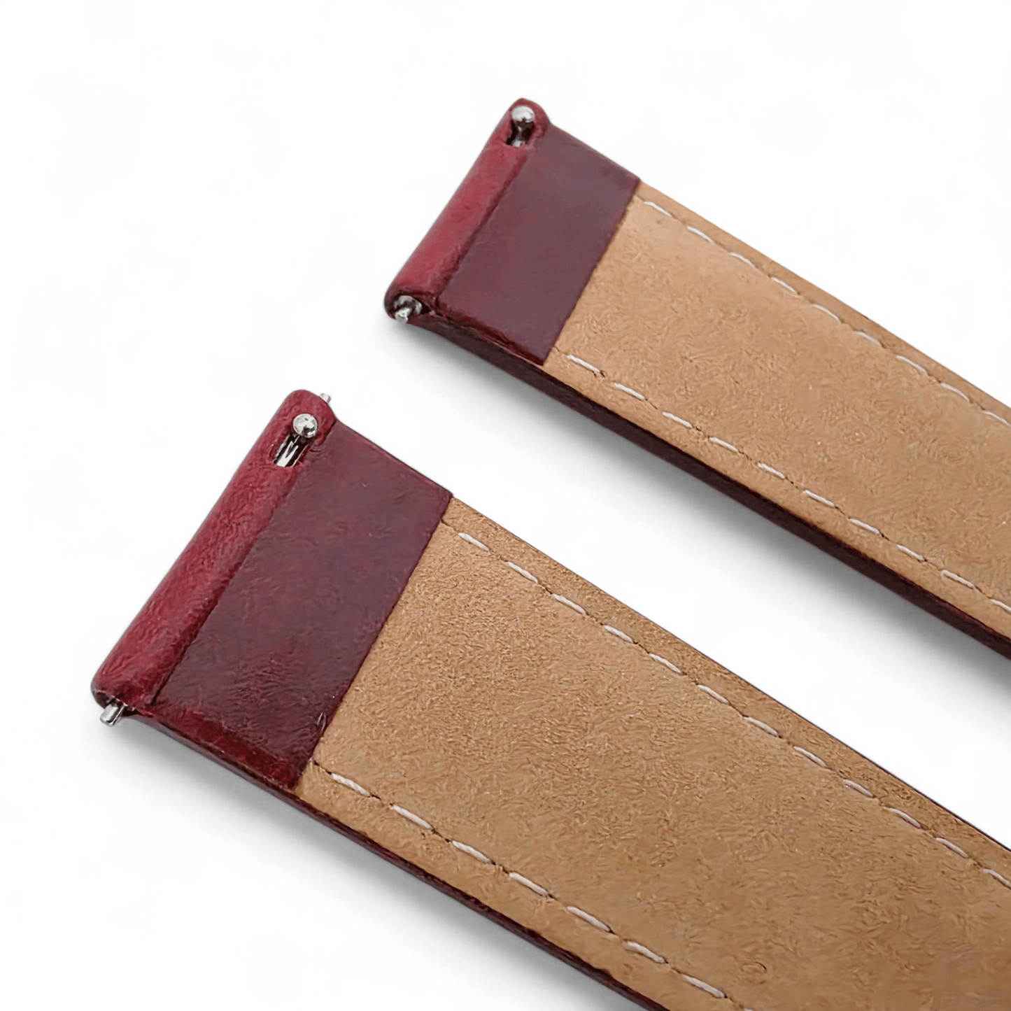 Deployment Watch Strap Full Grain Leather 20mm 22mm Crimson Red - Wrist Envy