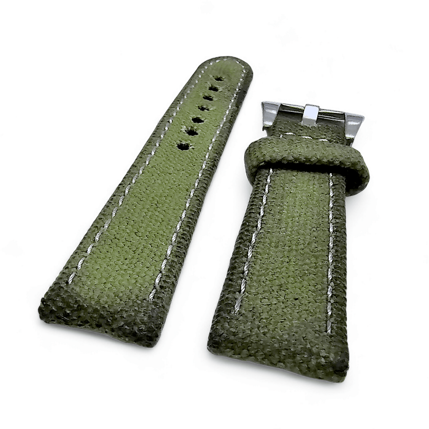 Distressed Thick Canvas Watch Strap Band Military Sailcloth Mens Green 20mm 22mm - Wrist Envy