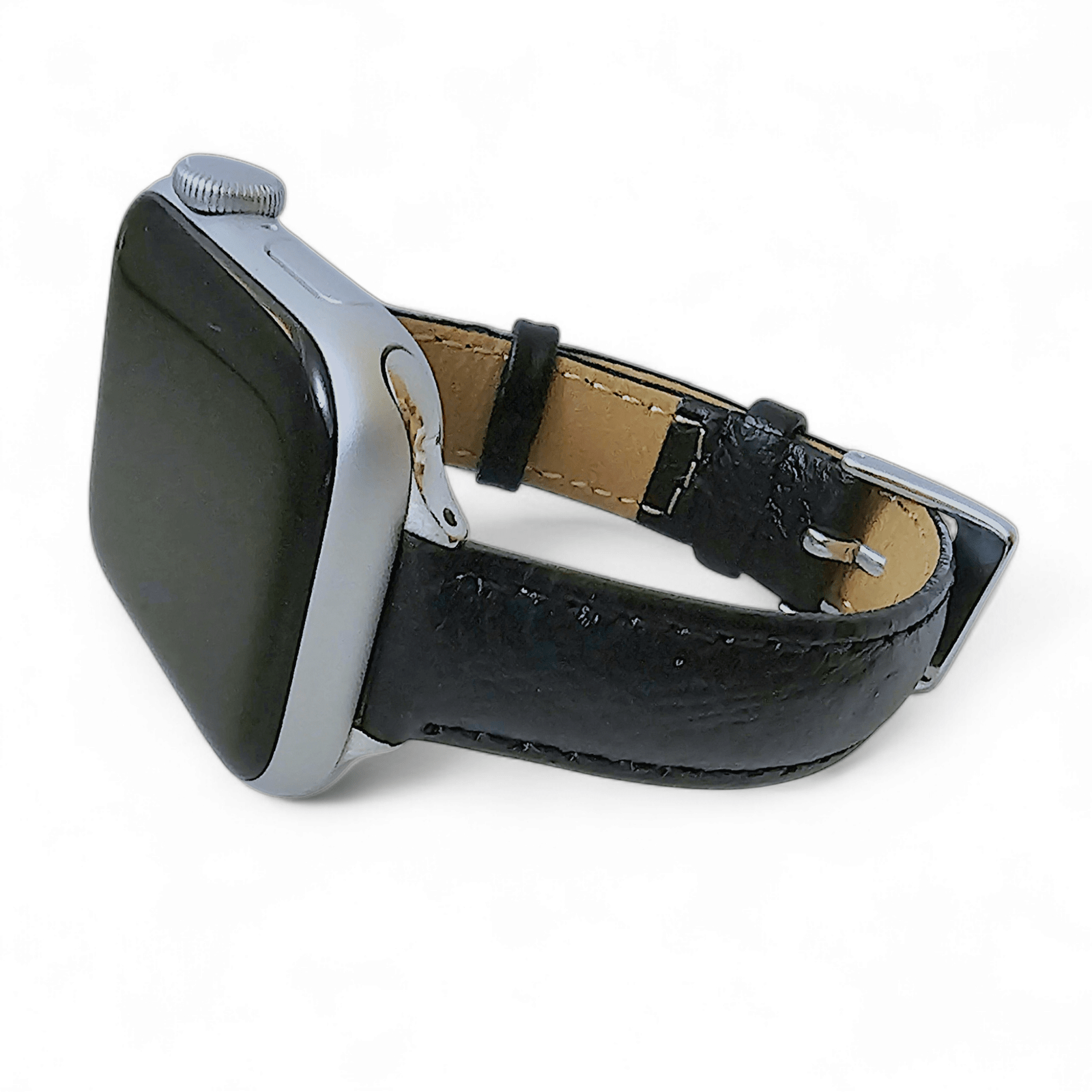 Diversa Ostrich Grain Italian Leather Strap for Apple Watch Black - Wrist Envy