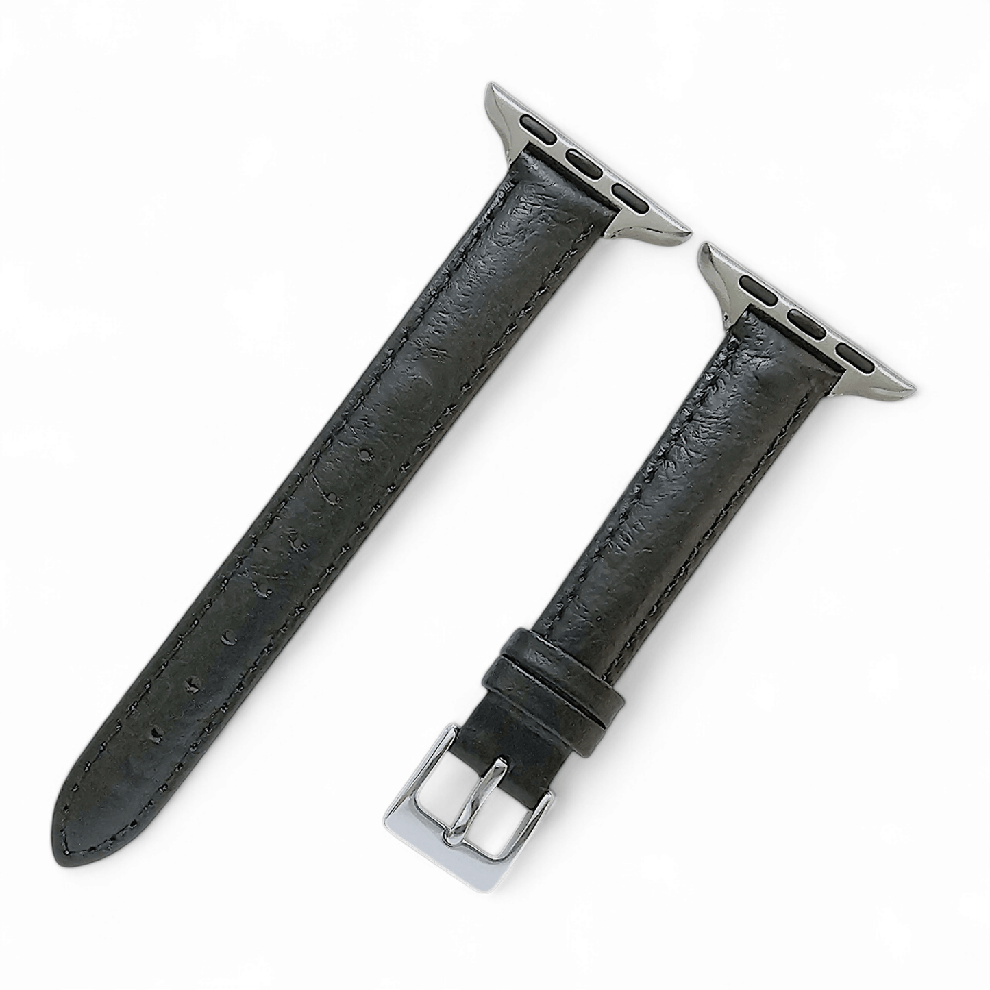 Diversa Ostrich Grain Italian Leather Strap for Apple Watch Black - Wrist Envy