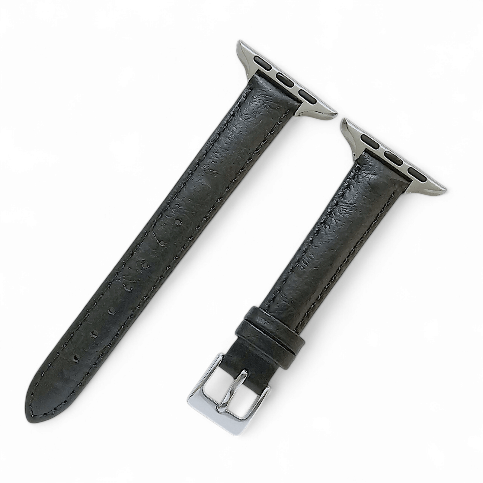 Diversa Ostrich Grain Italian Leather Strap for Apple Watch Black - Wrist Envy
