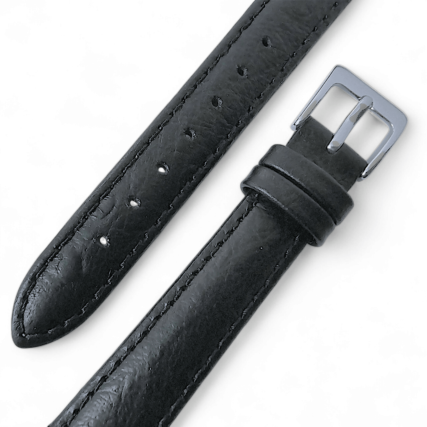 Diversa Ostrich Grain Italian Leather Strap for Apple Watch Black - Wrist Envy