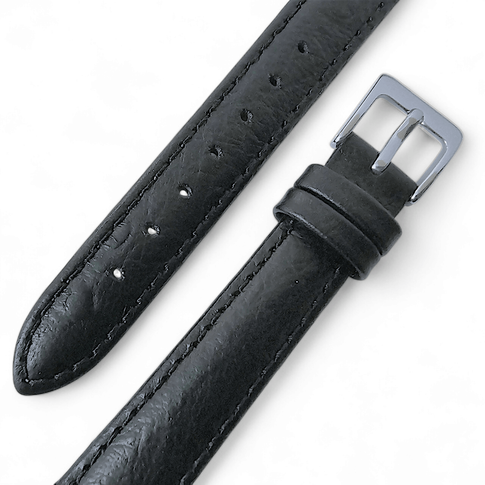 Diversa Ostrich Grain Italian Leather Strap for Apple Watch Black - Wrist Envy