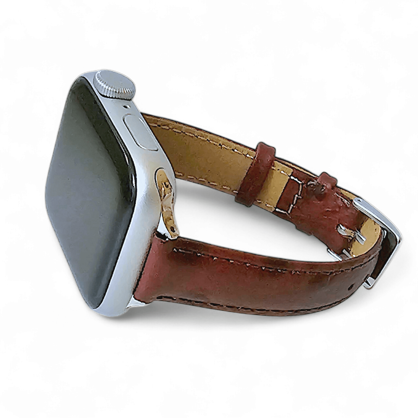 Diversa Ostrich Grain Italian Leather Strap for Apple Watch Burgundy - Wrist Envy