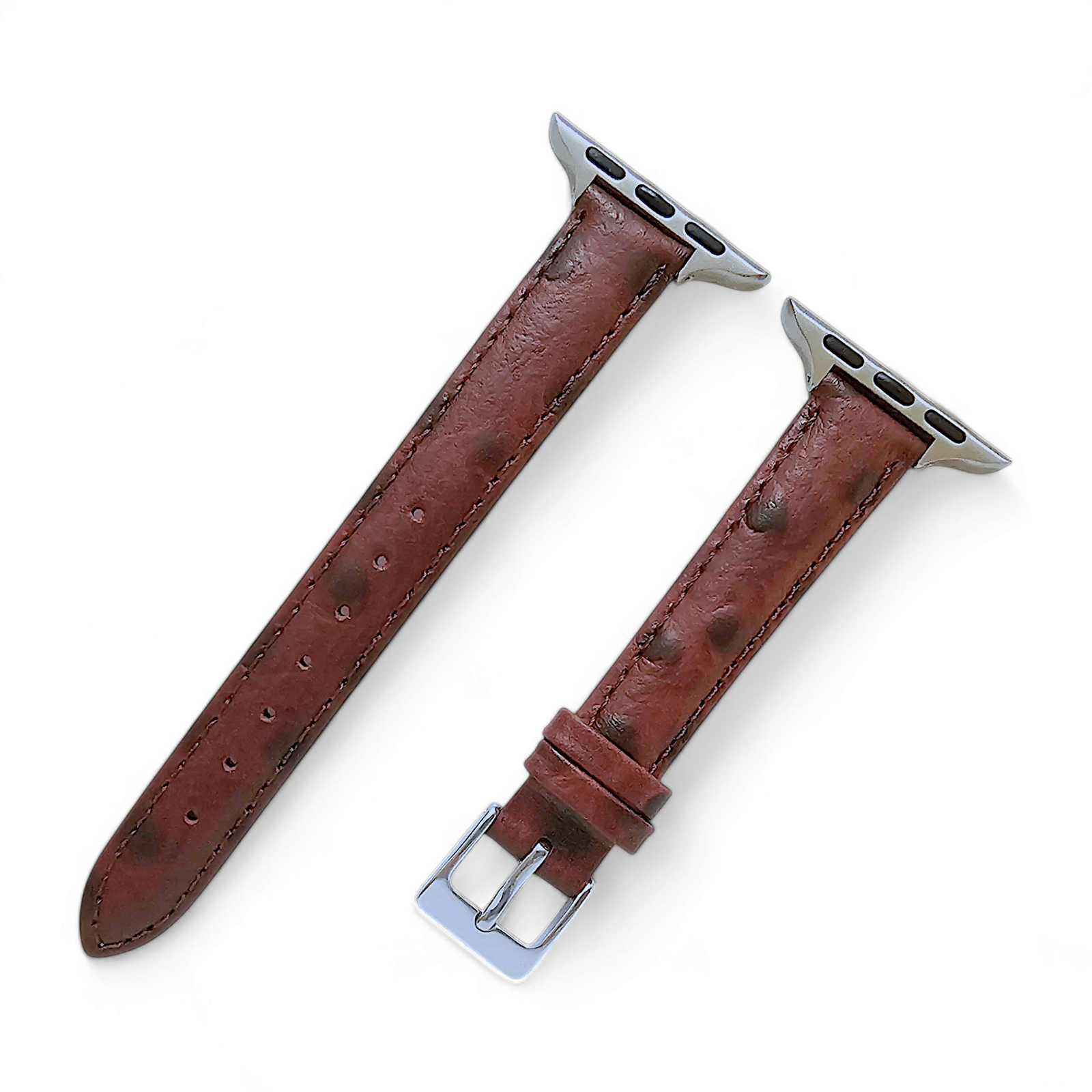 Diversa Ostrich Grain Italian Leather Strap for Apple Watch Burgundy - Wrist Envy