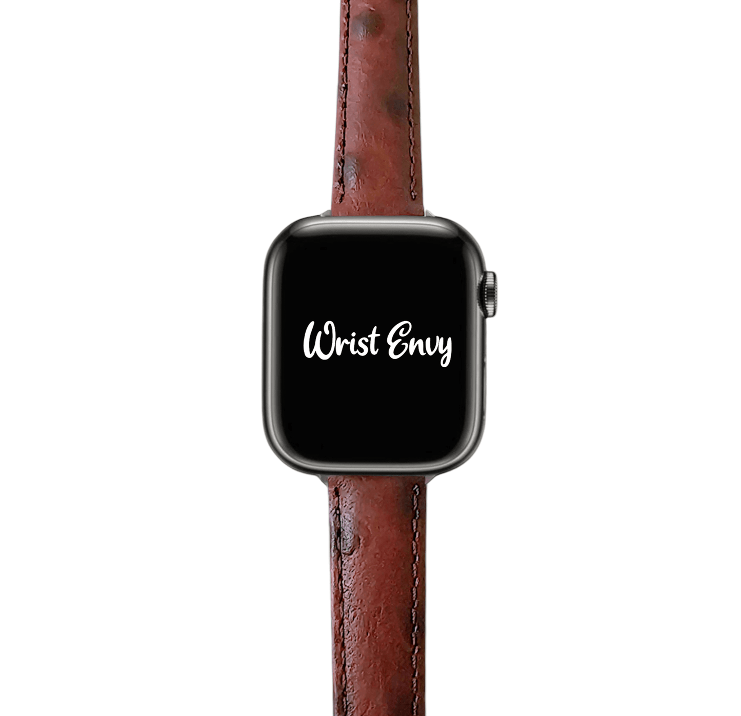 Diversa Ostrich Grain Italian Leather Strap for Apple Watch Burgundy - Wrist Envy