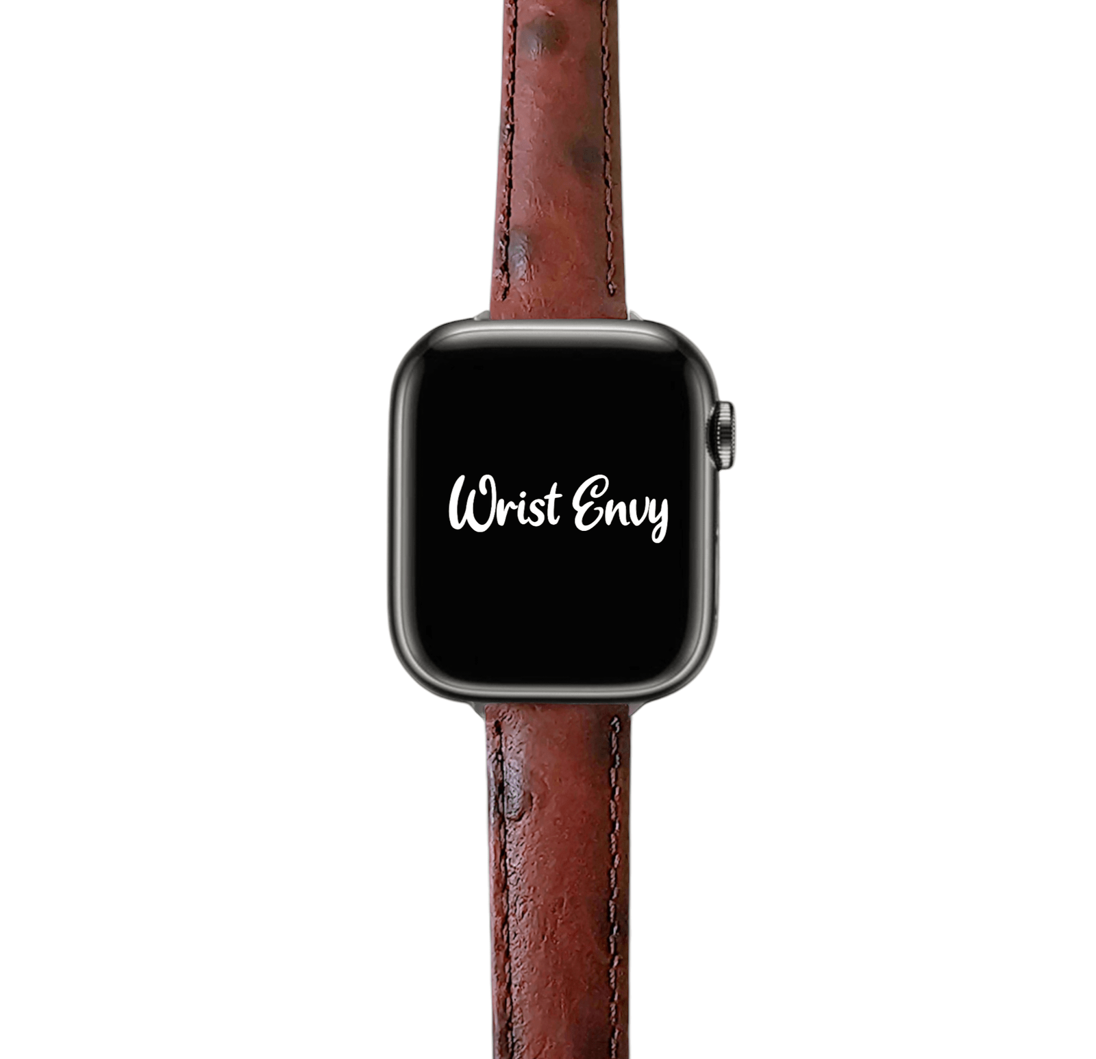 Diversa Ostrich Grain Italian Leather Strap for Apple Watch Burgundy - Wrist Envy