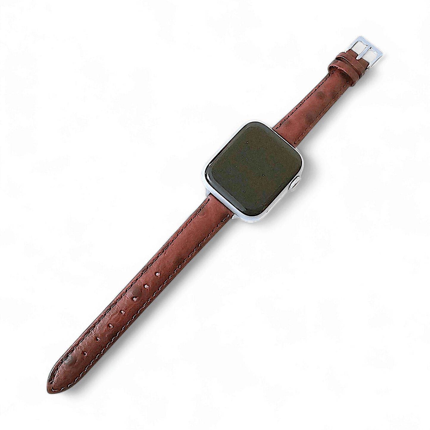 Diversa Ostrich Grain Italian Leather Strap for Apple Watch Burgundy - Wrist Envy