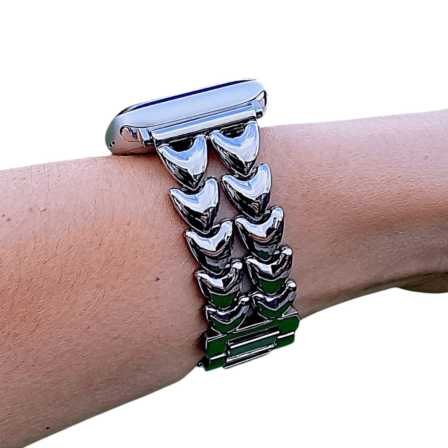Double Hearts Chain Apple Watch Strap Silver - Wrist Envy