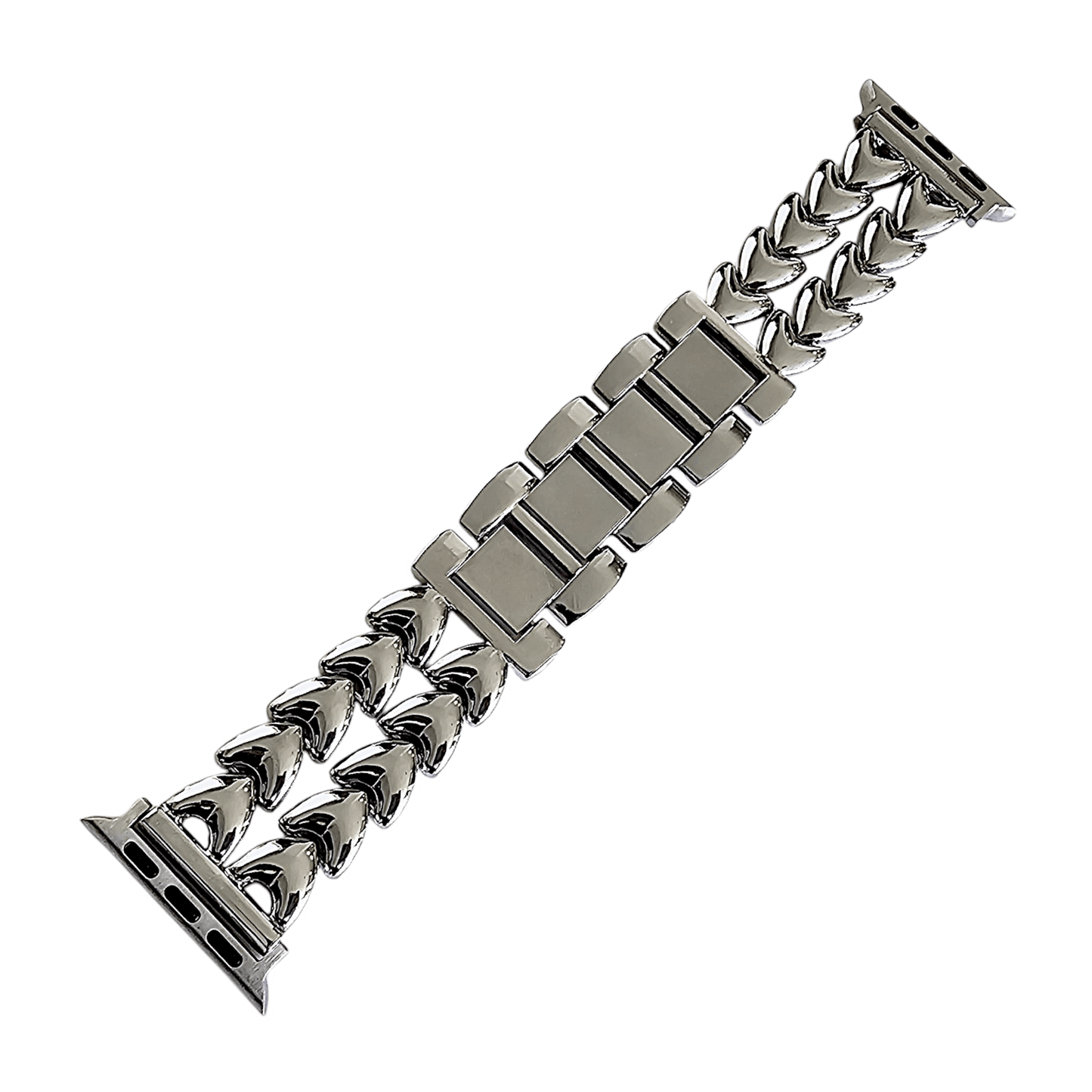 Double Hearts Chain Apple Watch Strap Silver - Wrist Envy