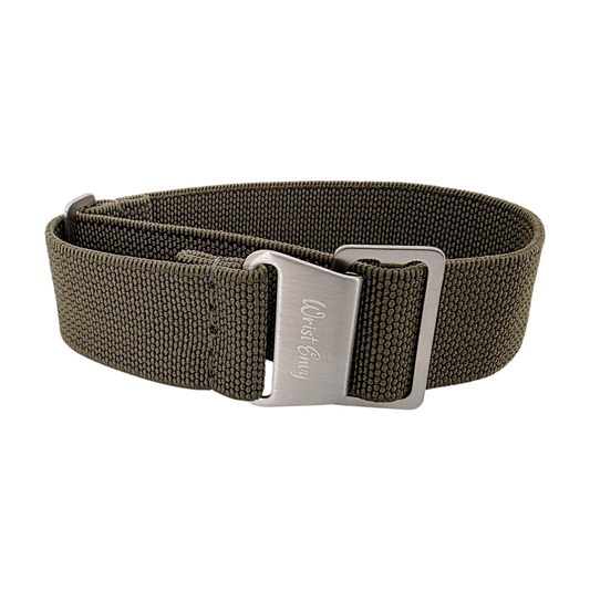 Elastic Nylon French Marine Nationale Watch Strap 20mm 22mm Army Green - Wrist Envy