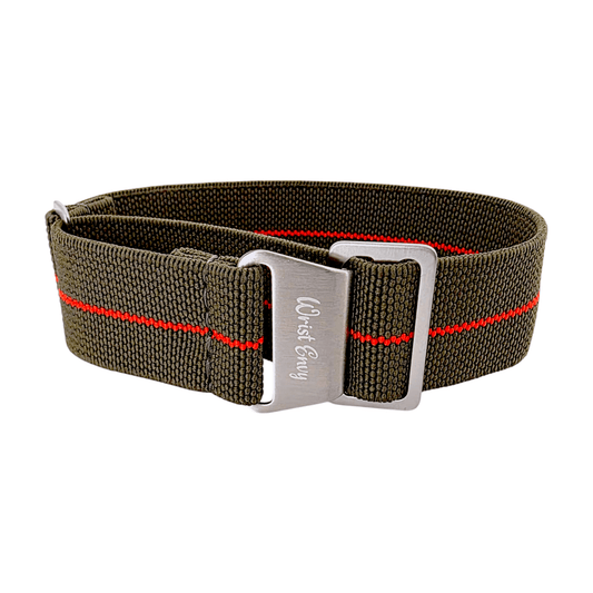Elastic Nylon French Marine Nationale Watch Strap 20mm 22mm Green Red - Wrist Envy