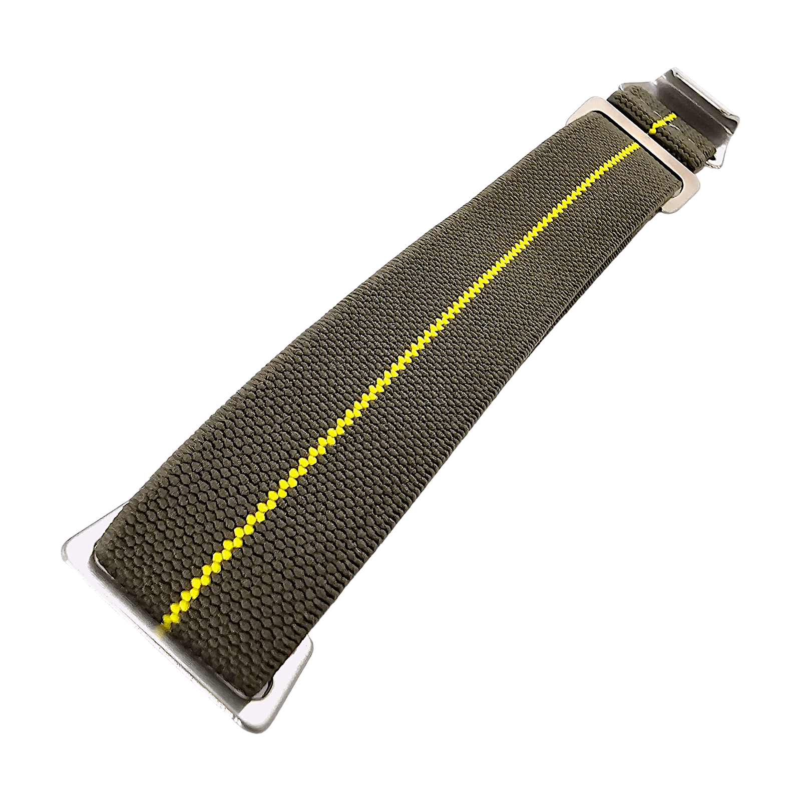 Elastic Nylon French Marine Nationale Watch Strap Band Military NATO 20mm 22mm Army Green Yellow Stripe - Wrist Envy