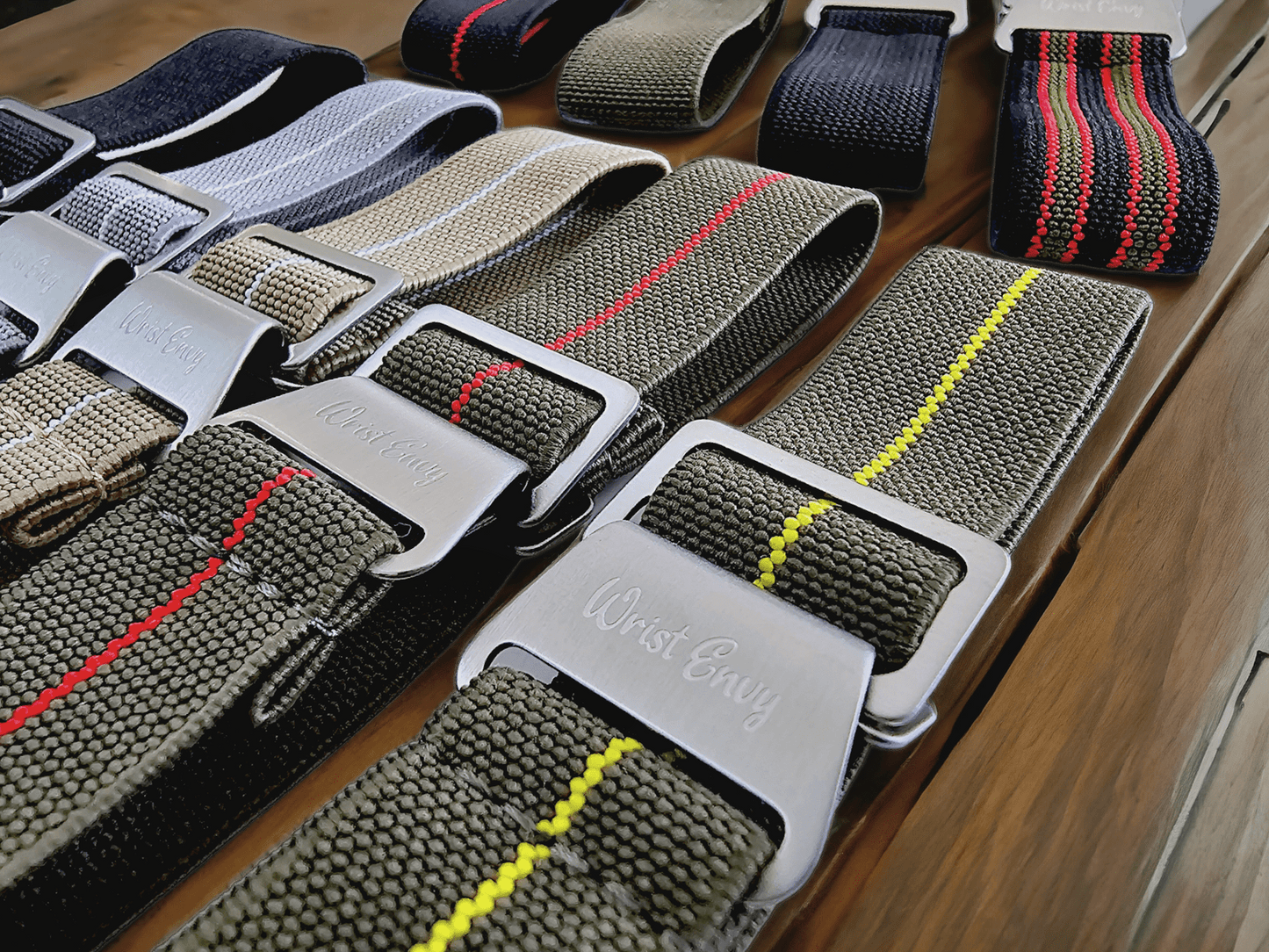 Elastic Nylon French Marine Nationale Watch Strap Band Military NATO 20mm 22mm Army Green Yellow Stripe - Wrist Envy