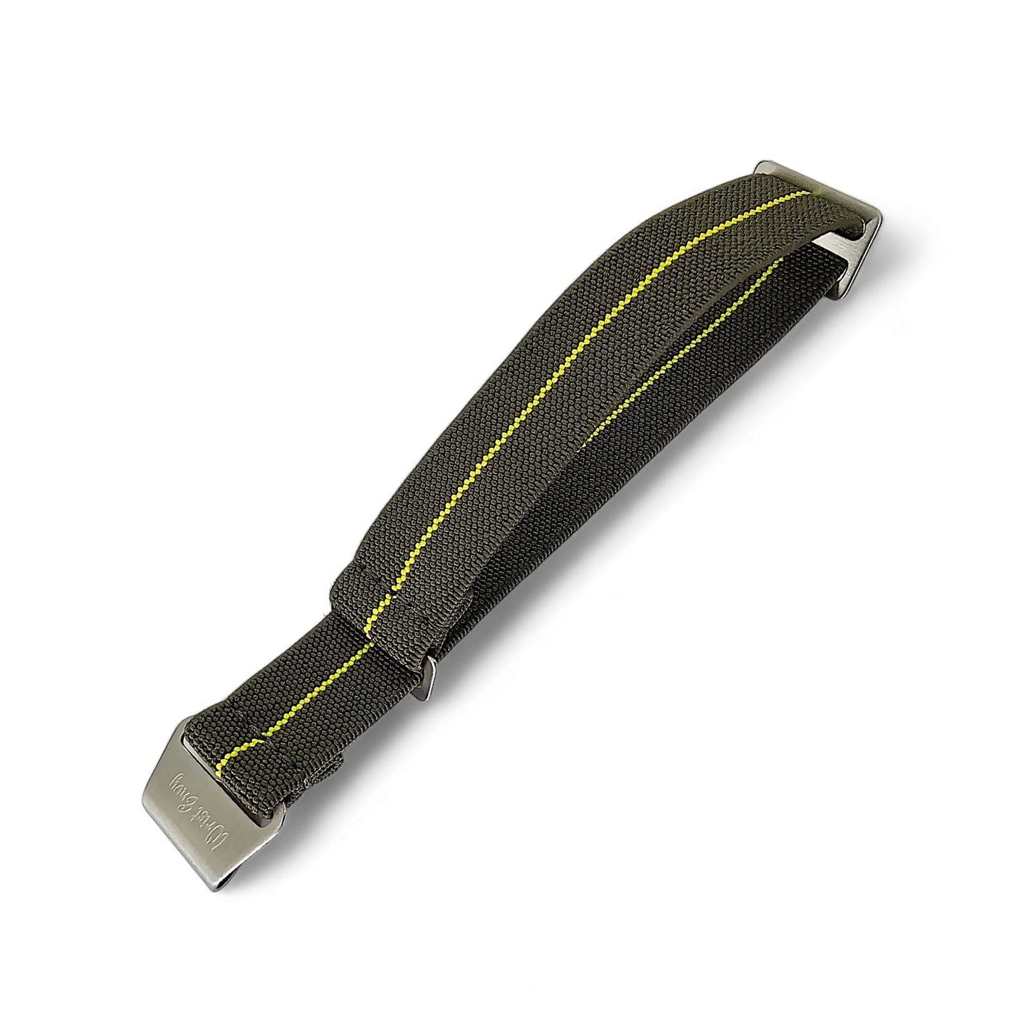 Elastic Nylon French Marine Nationale Watch Strap Band Military NATO 20mm 22mm Army Green Yellow Stripe - Wrist Envy