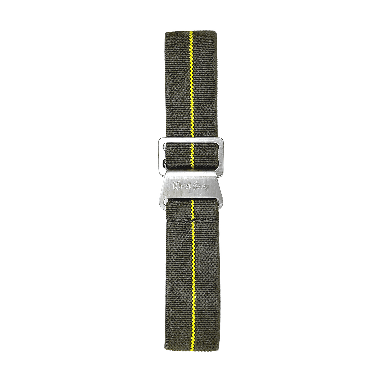 Elastic Nylon French Marine Nationale Watch Strap Band Military NATO 20mm 22mm Army Green Yellow Stripe - Wrist Envy