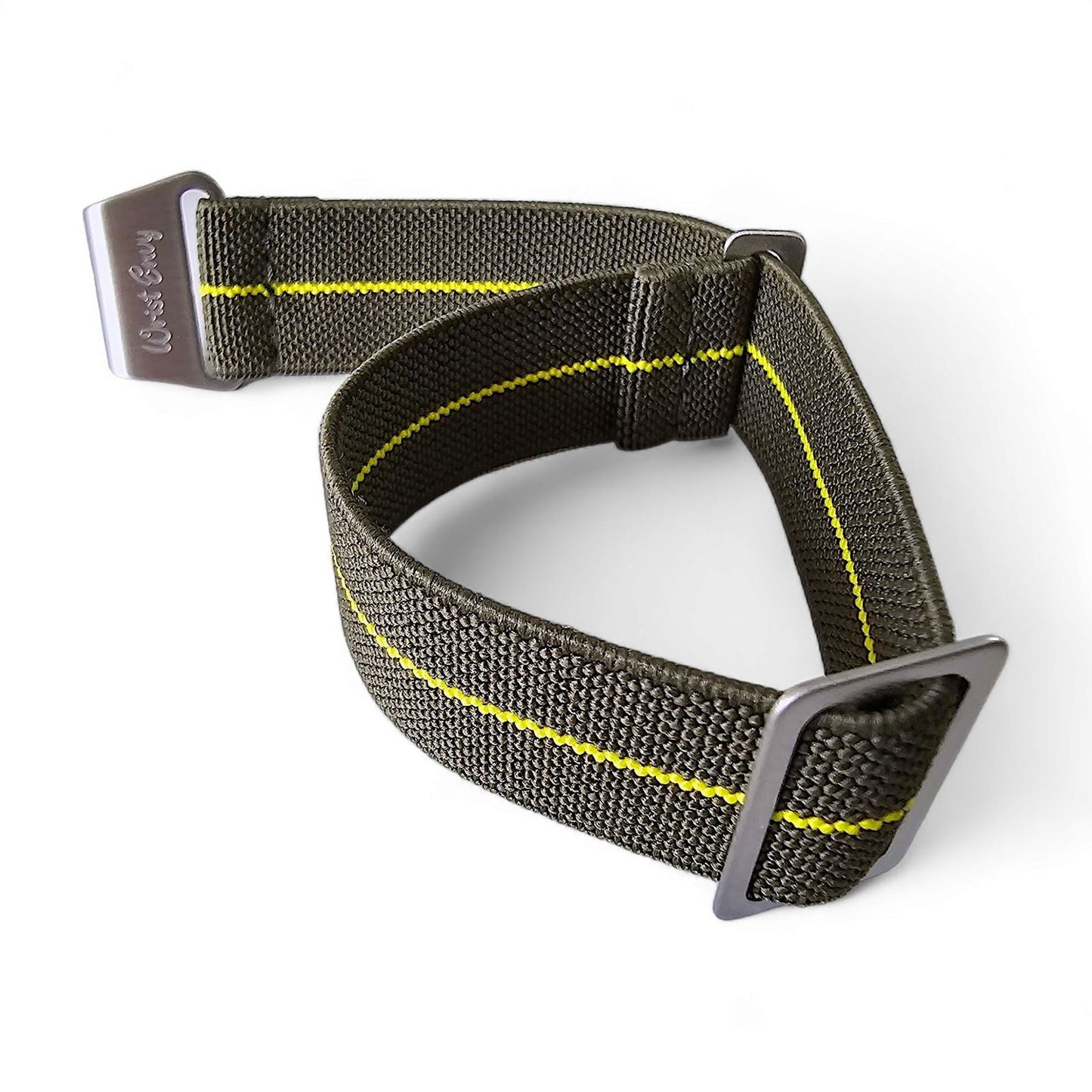 Elastic Nylon French Marine Nationale Watch Strap Band Military NATO 20mm 22mm Army Green Yellow Stripe - Wrist Envy