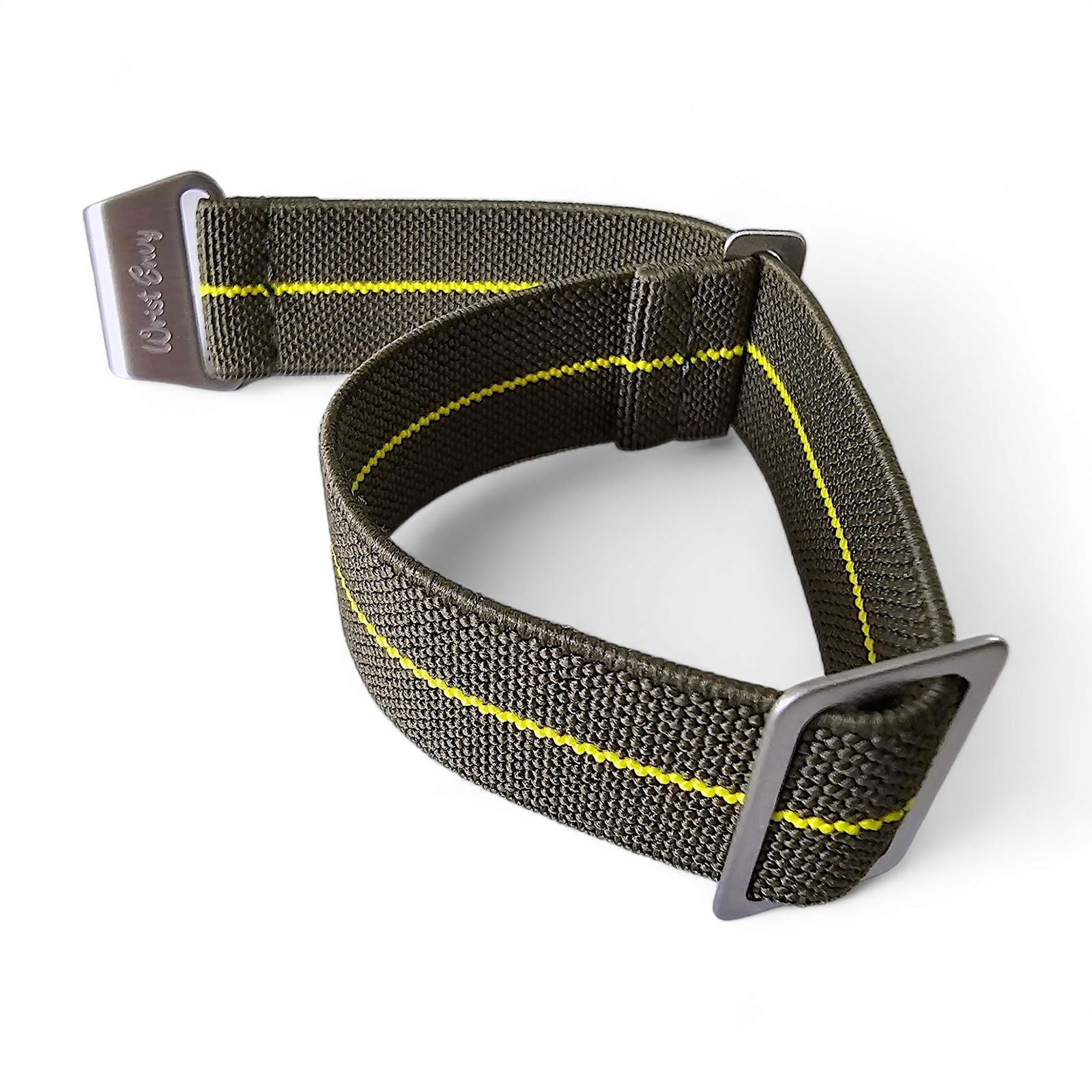 Elastic Nylon French Marine Nationale Watch Strap Band Military NATO 20mm 22mm Army Green Yellow Stripe - Wrist Envy